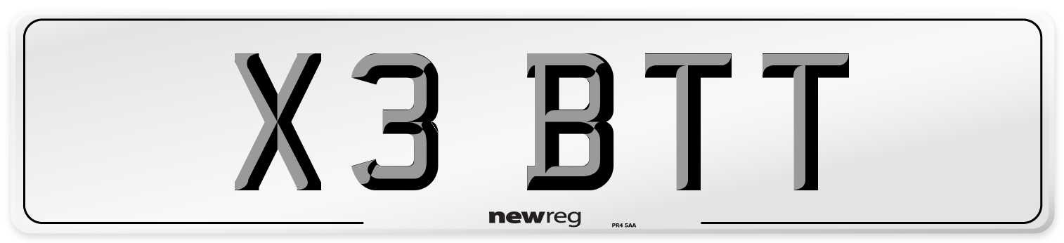 X3 BTT Number Plate from New Reg